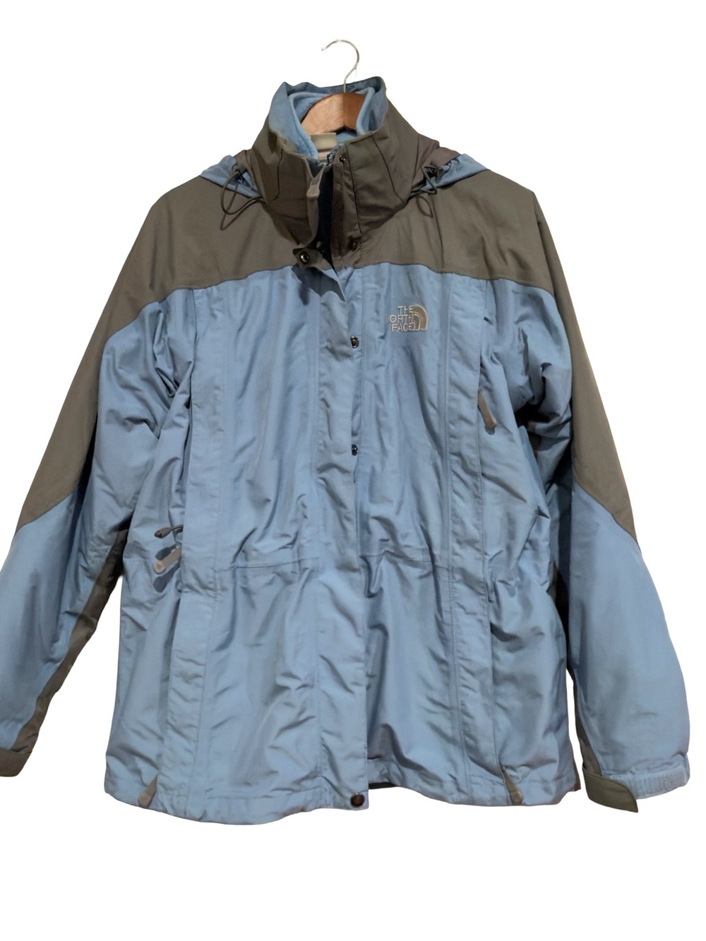 The North Face Men's Dusty Blue and Gray Hooded Rain Jacket